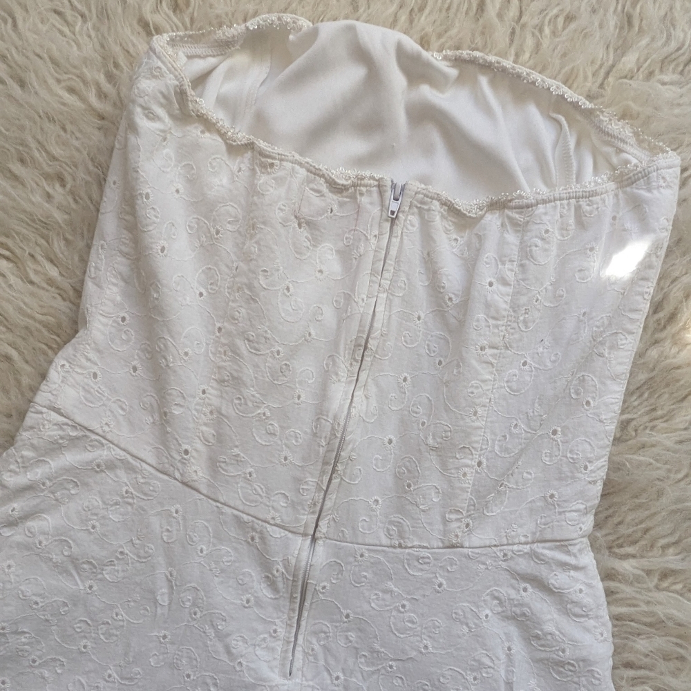 Vintage Ruby Rox White Embroidered Strapless Dres… - image 6